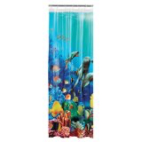 Mainstays Bath Dolphin Peva Coral Reef Shower Curtain Vibrant